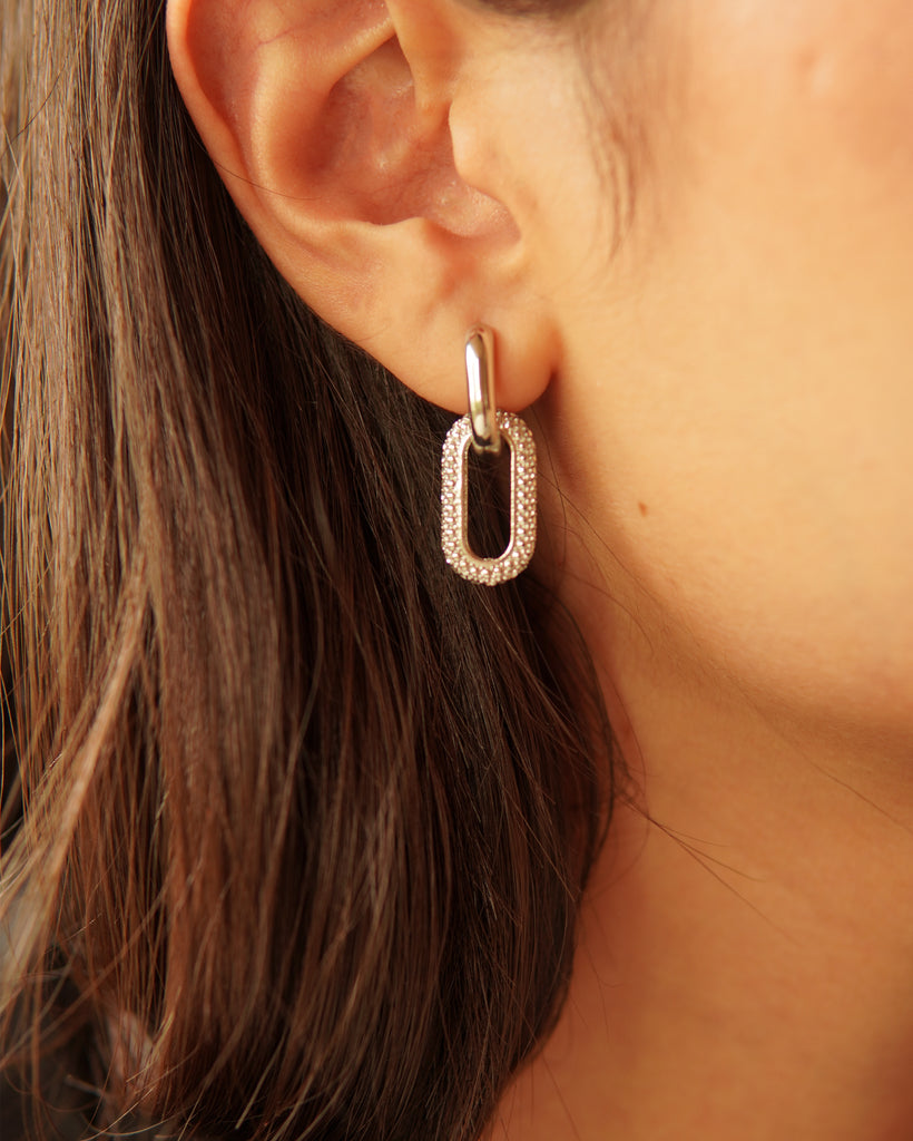 Silver Double Zircon Loops