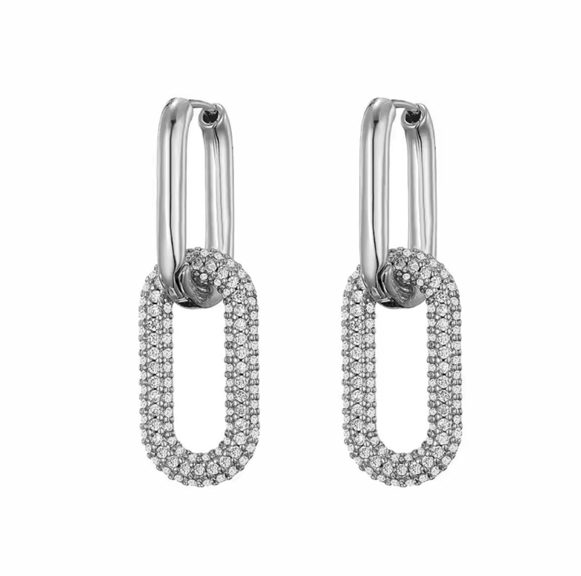 Silver Double Zircon Loops