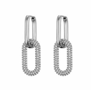 Silver Double Zircon Loops