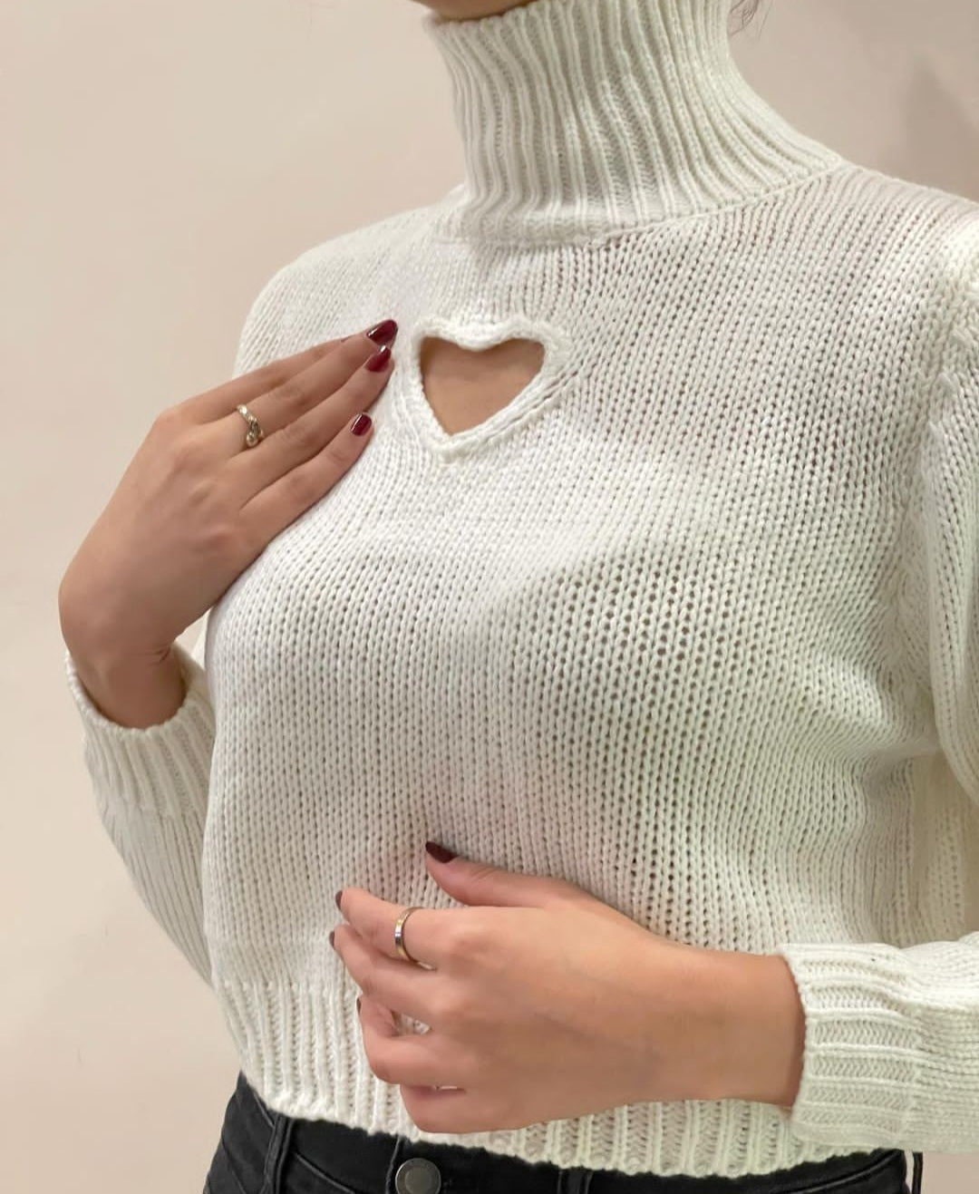 Heart cut out turtleneck online
