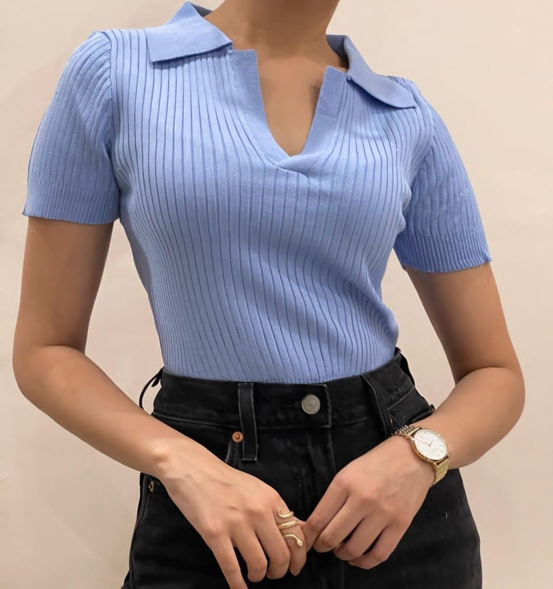 Vintage blue cropped polo