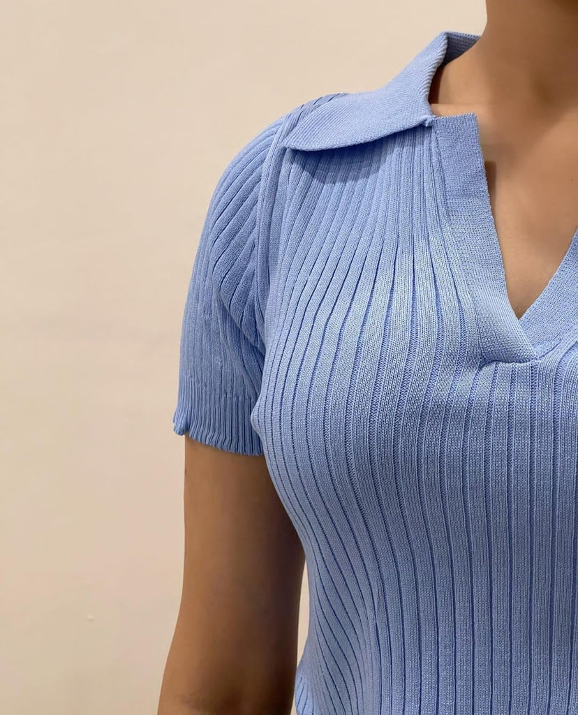 Vintage blue cropped polo