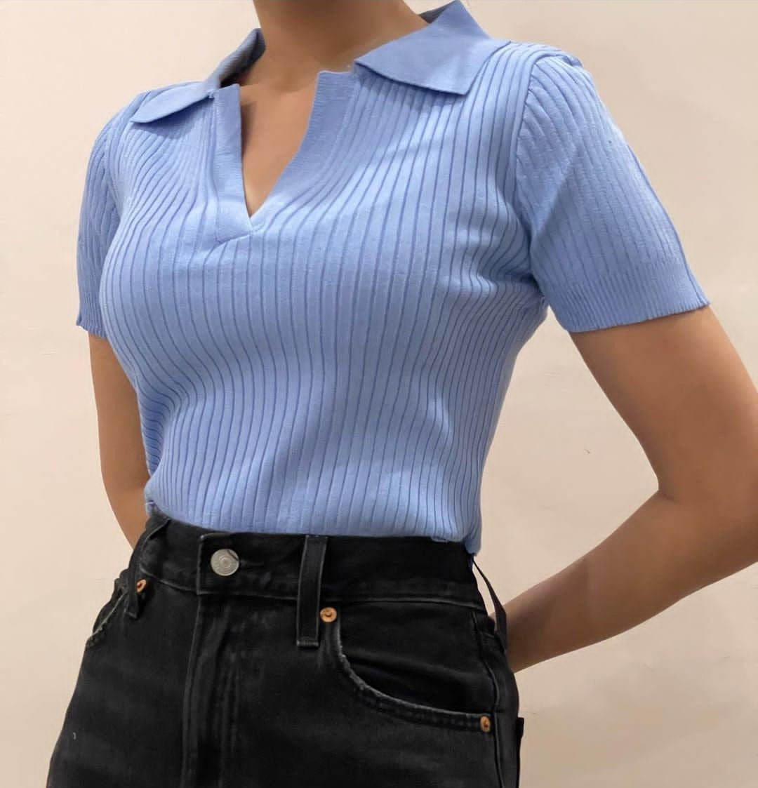 Vintage blue cropped polo