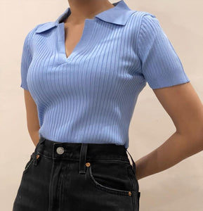 Vintage blue cropped polo