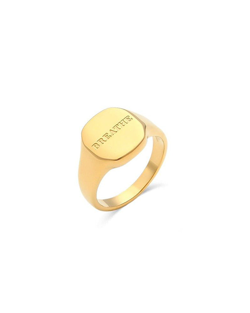 "Breathe" engraved ring