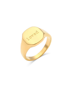 "Loved" engraved ring