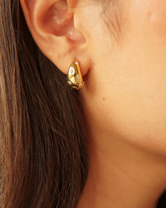 Gold Star Huggie drop earrings