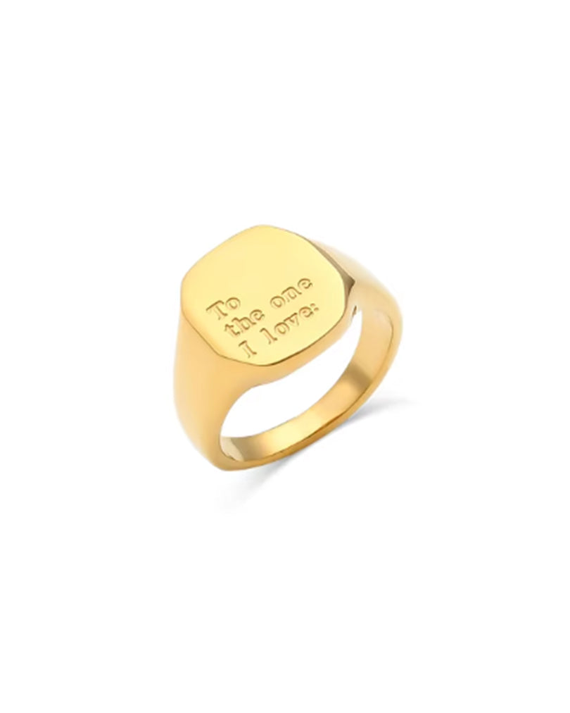 "To the one I love" engraved ring